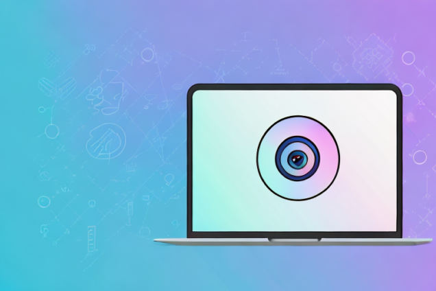 A laptop with a glowing instagram logo on the screen