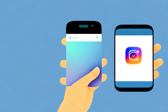 A hand holding a smartphone with an instagram post on the screen