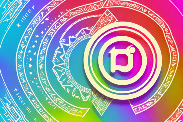 A colorful instagram logo with a gold dollar sign in the center