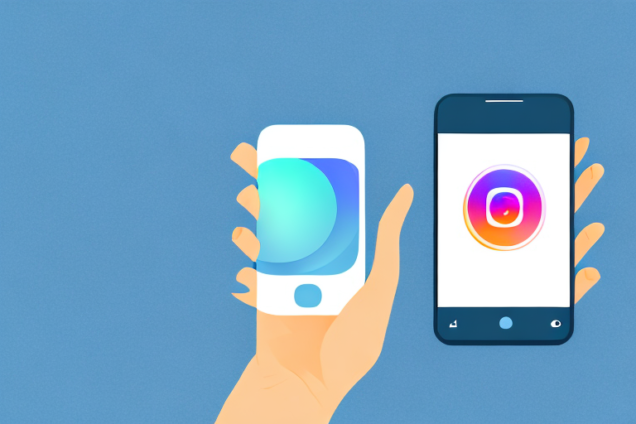 A hand holding a smartphone with an instagram post on the screen