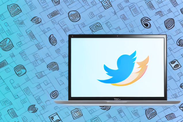 A laptop with a twitter logo on the screen