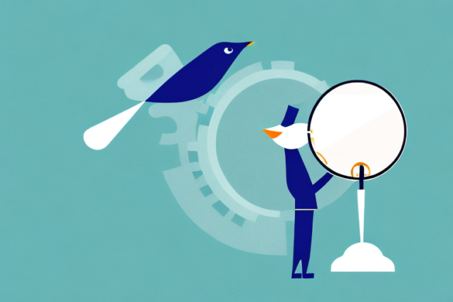 A bird with a magnifying glass