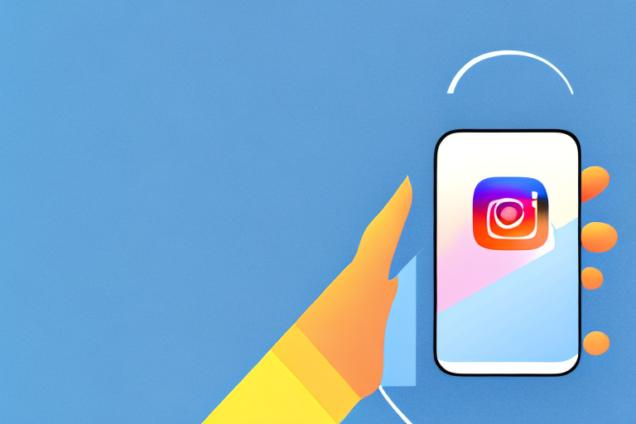 A hand holding a smartphone with an instagram logo on the screen