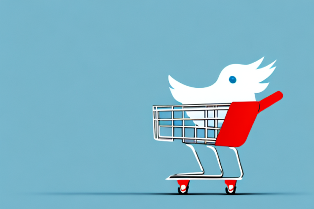 A credit card and a twitter bird in a shopping cart