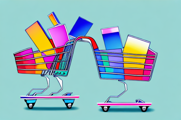 A colorful shopping cart filled with instagram likes