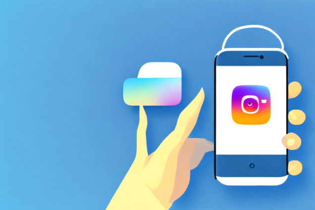 A hand holding a mobile phone with an instagram icon on the screen