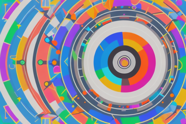 A colorful wheel with arrows pointing in different directions