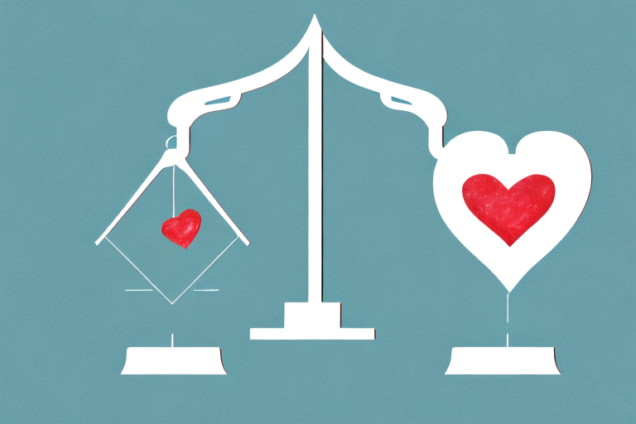 A scale with a heart on one side and a dollar sign on the other