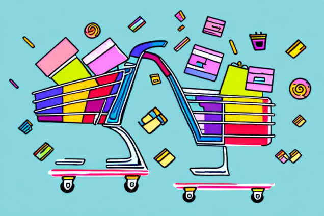 A shopping cart with a variety of colorful instagram icons inside